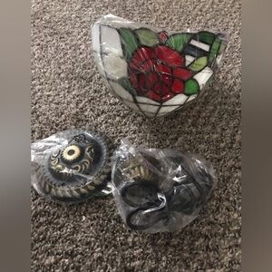 Stained Glass Hanging Chandelier with Floral Design